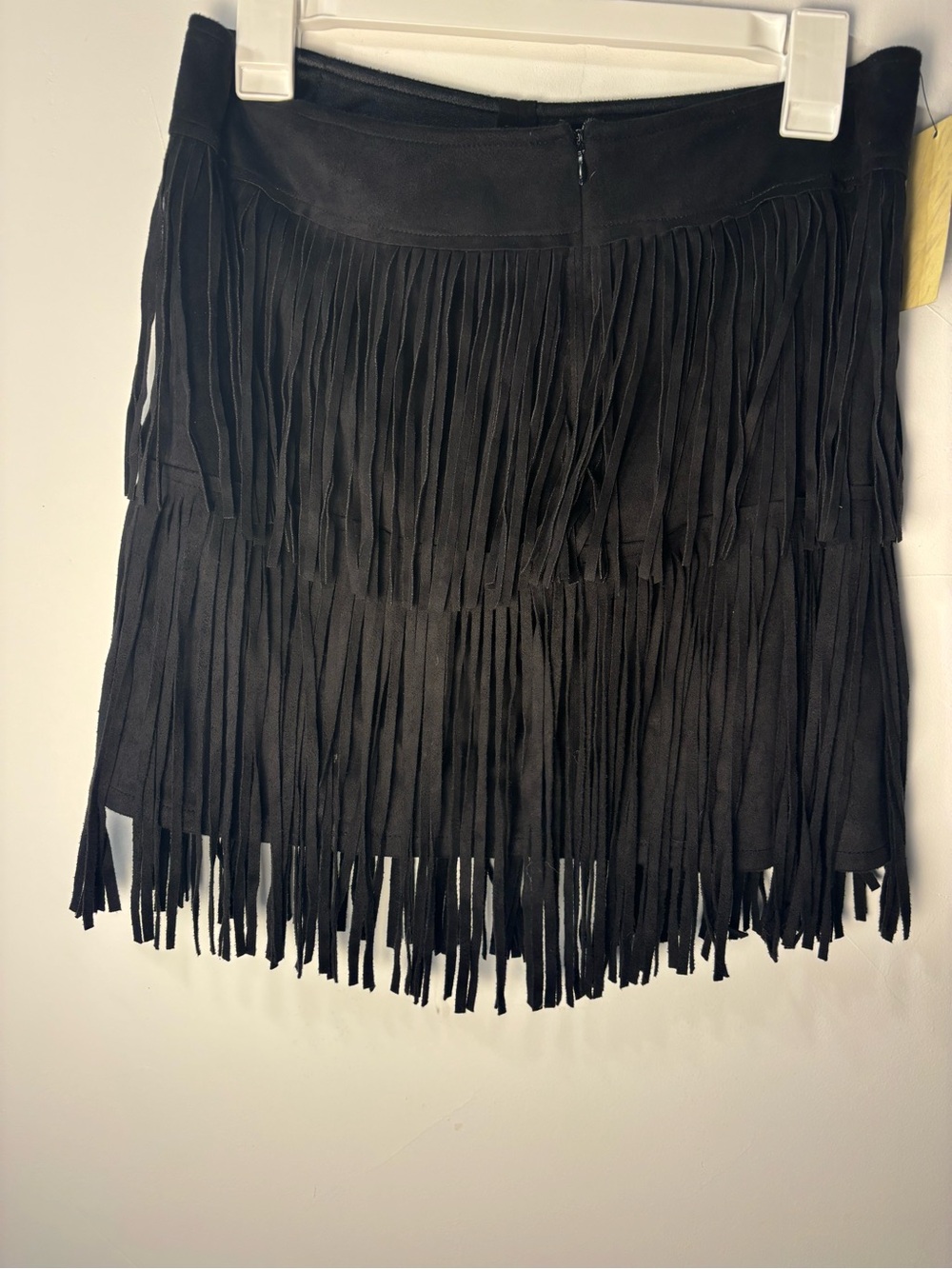 Skies Are Blue Black Fringe Mini Skirt